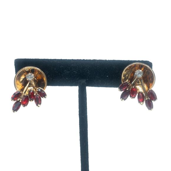 Vendome Vintage 12K Gold Filled Brooch & Earrings Set – Red Rhinestones - Picture 9 of 16